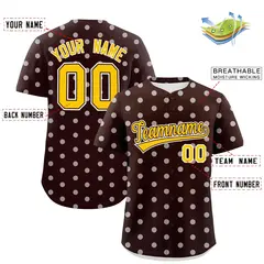 Brown White Polka Dot Graffiti Authentic Baseball Jersey 2