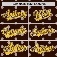 Brown White Polka Dot Graffiti Authentic Baseball Jersey 3