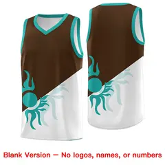 Brown White Radiant Sun Two Tone Athletic Basketball Jersey 2