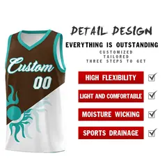 Brown White Radiant Sun Two Tone Athletic Basketball Jersey 3