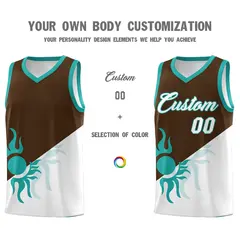 Brown White Radiant Sun Two Tone Athletic Basketball Jersey 4