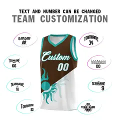 Brown White Radiant Sun Two Tone Athletic Basketball Jersey 5