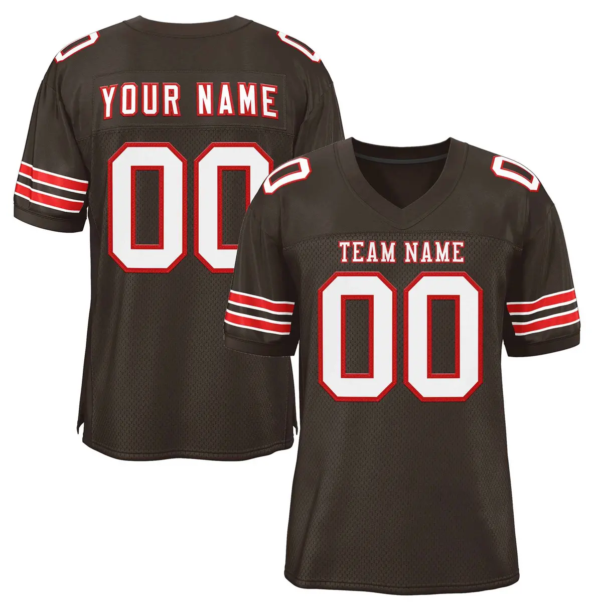 Brown White-Red Classic Style Football Jersey