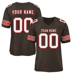 Brown White-Red Classic Style Football Jersey 1