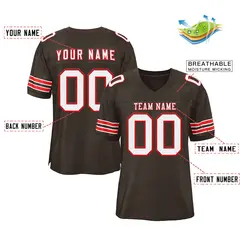 Brown White-Red Classic Style Football Jersey 2