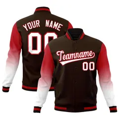 Brown White Red Gradient Varsity Raglan Letterman Jacket 1