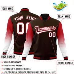 Brown White Red Gradient Varsity Raglan Letterman Jacket 2