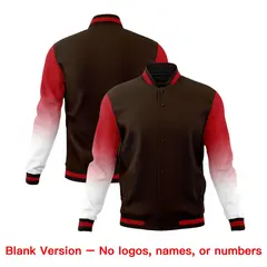 Brown White Red Gradient Varsity Raglan Letterman Jacket 7