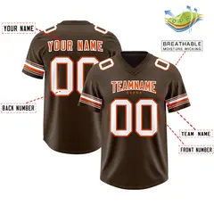 Brown White Retro Sleeve Line Authentic Football Jersey 2