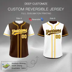 Brown White Reversible Raglan Baseball Jersey 2