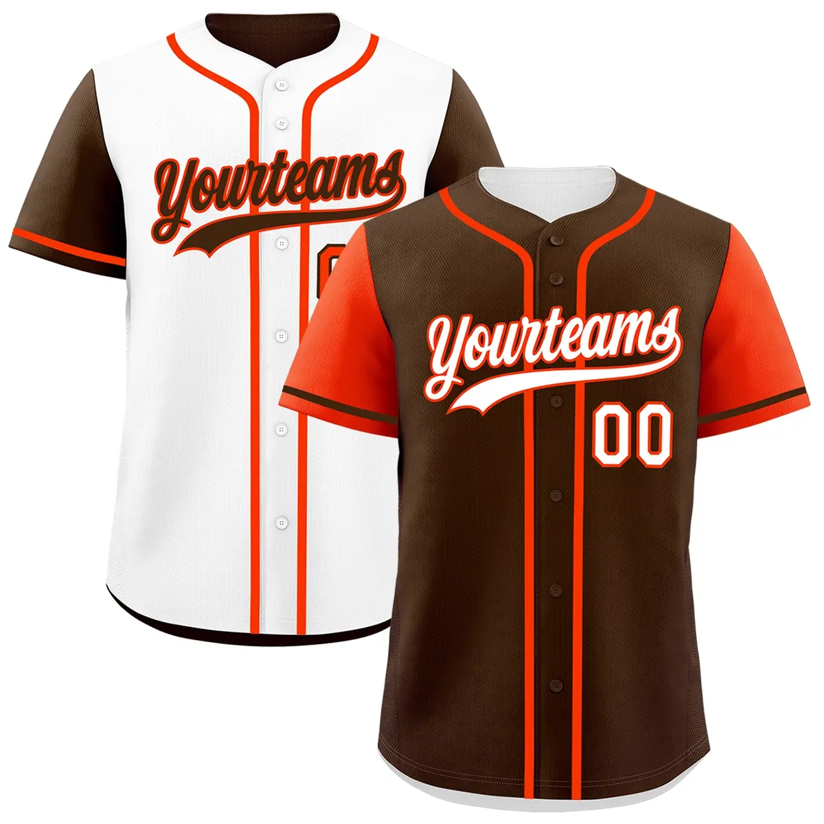 Brown White Reversible Raglan Baseball Jersey
