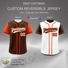 Brown White Reversible Raglan Baseball Jersey 2