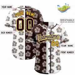 Brown White Split Flower Graffiti Authentic Baseball Jersey 2