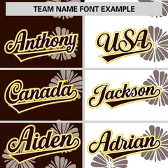 Brown White Split Flower Graffiti Authentic Baseball Jersey 3