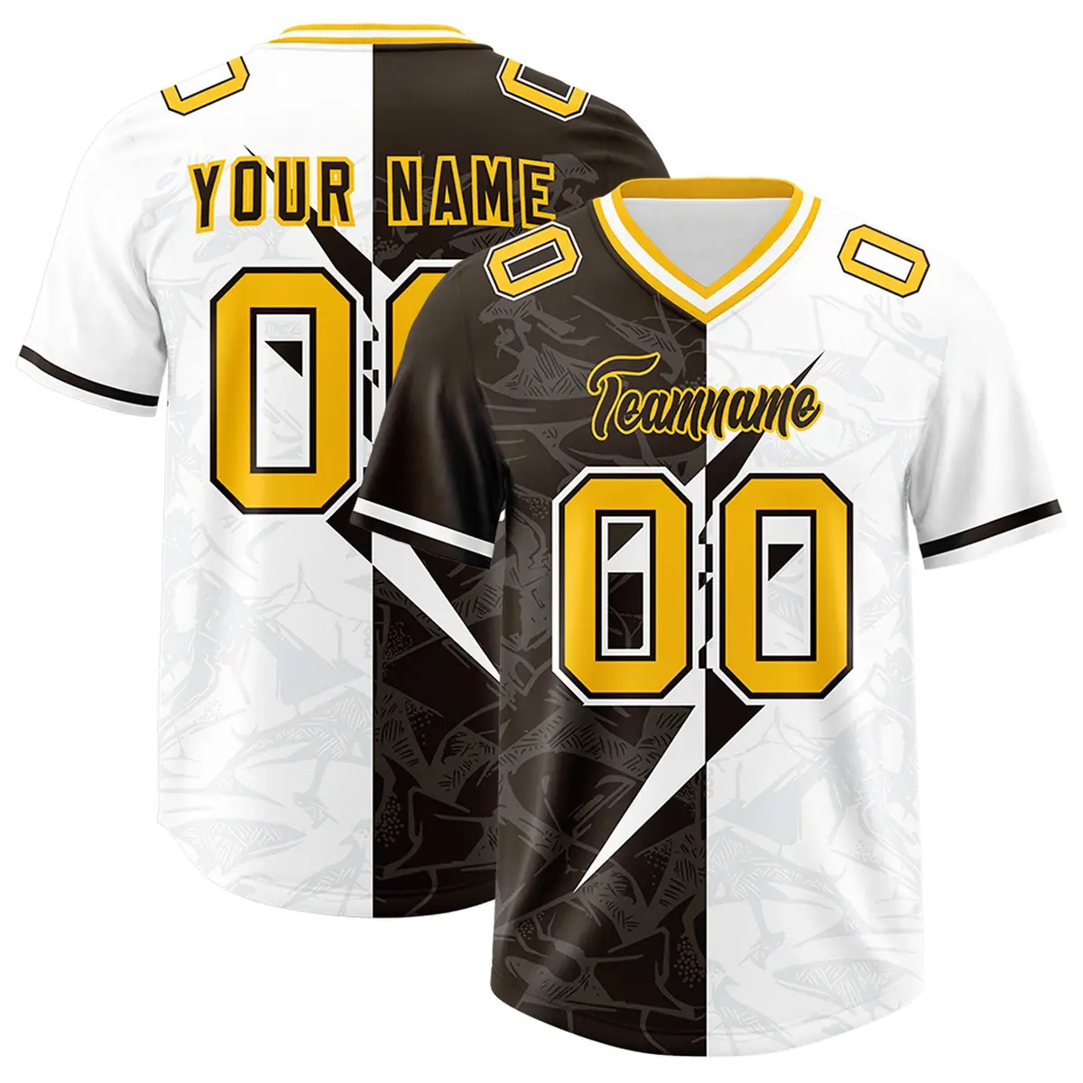 Brown White Split Lightning Pattern Football Jersey
