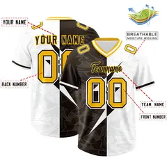 Brown White Split Lightning Pattern Football Jersey 2