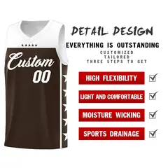 Brown White Star Pattern Team Basketball Jersey 2