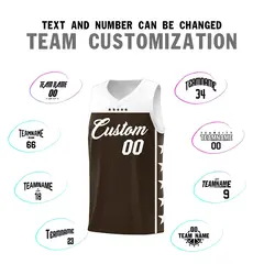 Brown White Star Pattern Team Basketball Jersey 4
