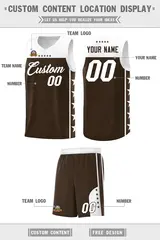 Brown White Star Pattern Team Basketball Jersey 5