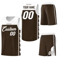 Brown White Star Pattern Team Basketball Jersey 6