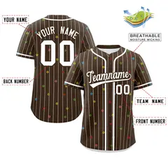 Brown White Stripe Star Pattern Authentic Baseball Jersey 2