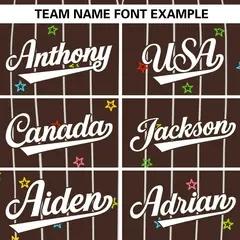 Brown White Stripe Star Pattern Authentic Baseball Jersey 3