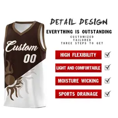 Brown White Sunburst Two Tone Basketball Jersey 3