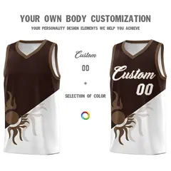 Brown White Sunburst Two Tone Basketball Jersey 4