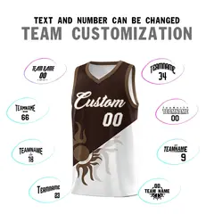 Brown White Sunburst Two Tone Basketball Jersey 5