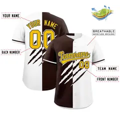 Brown White Tiger Claw Scratch Split Baseball Jersey 2