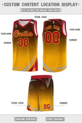 Brown Yellow Gradient Star Graffiti Basketball Jersey 2