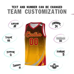 Brown Yellow Gradient Star Graffiti Basketball Jersey 3