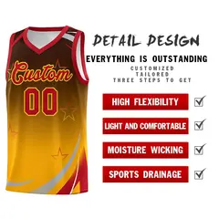 Brown Yellow Gradient Star Graffiti Basketball Jersey 4