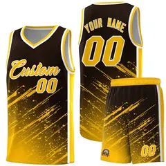 Brown Yellow Graffiti Splash Basketball Uniforms 1