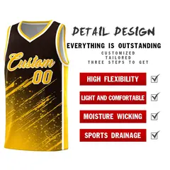 Brown Yellow Graffiti Splash Basketball Uniforms 2