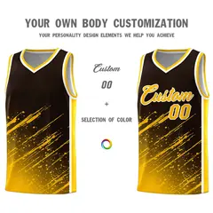 Brown Yellow Graffiti Splash Basketball Uniforms 3