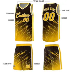 Brown Yellow Graffiti Splash Basketball Uniforms 5