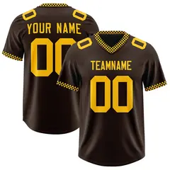 Brown Yellow Square Neckline Football Jersey 1