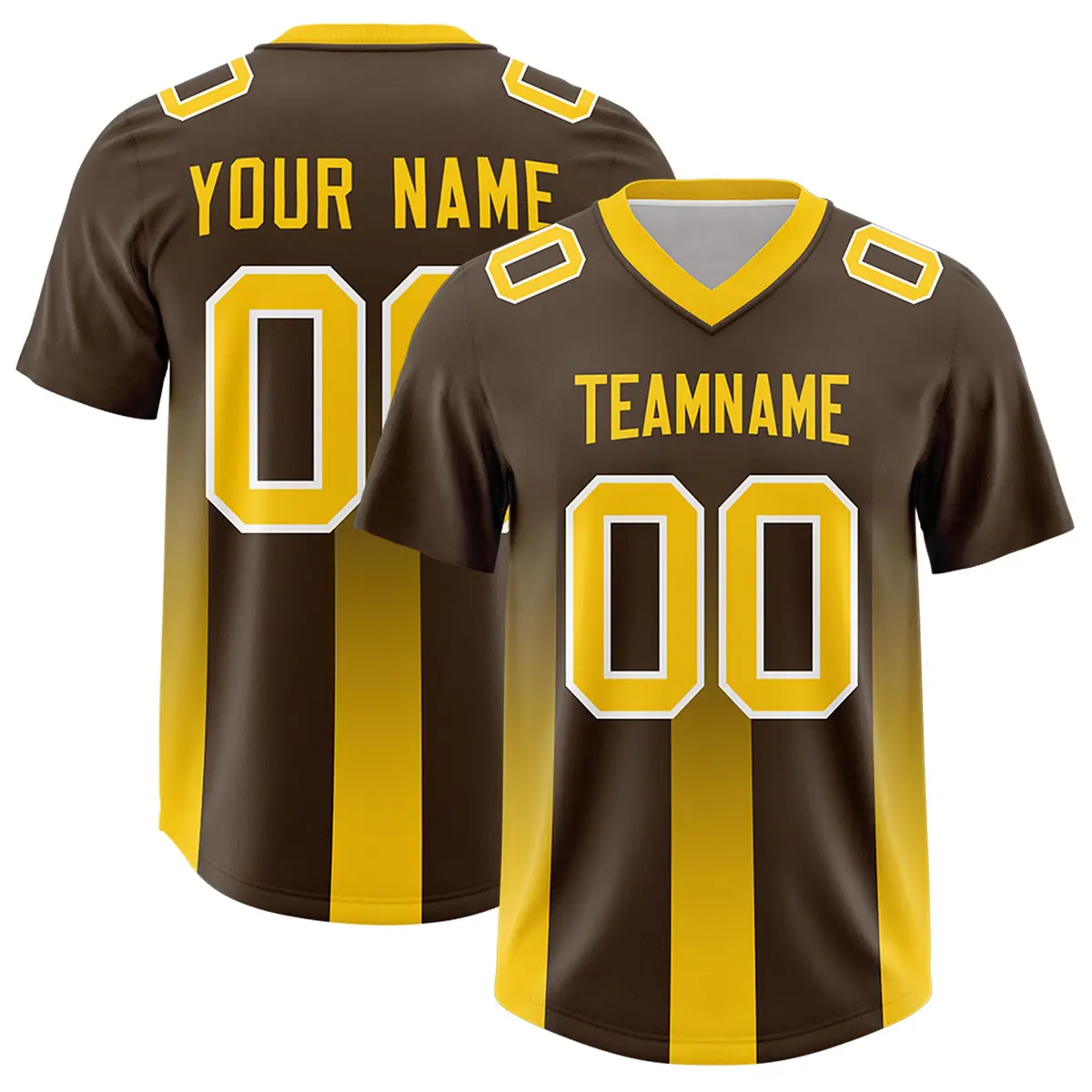 Brown Yellow Vertical Stripe Gradient Team Football Jersey