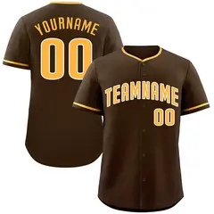 Brown Yellow-White Bull Classic Authentic Baseball Jersey 1