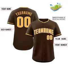 Brown Yellow-White Bull Classic Authentic Baseball Jersey 2