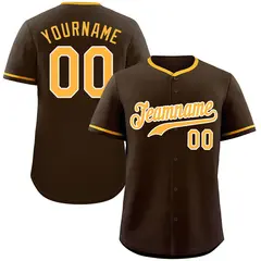 Brown Yellow-White Hook Classic Authentic Baseball Jersey 1