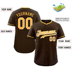 Brown Yellow-White Hook Classic Authentic Baseball Jersey 2