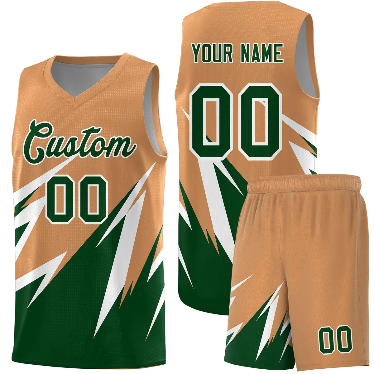 Buckskin Brown Abstract Mountain Pattern Basketball Jersey