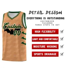 Buckskin Brown Bat Pattern Halloween Basketball Jersey 2