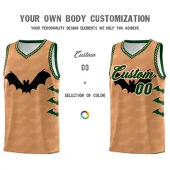 Buckskin Brown Bat Pattern Halloween Basketball Jersey 3