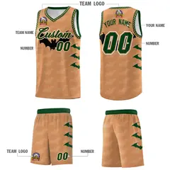Buckskin Brown Bat Pattern Halloween Basketball Jersey 5