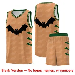 Buckskin Brown Bat Pattern Halloween Basketball Jersey 7