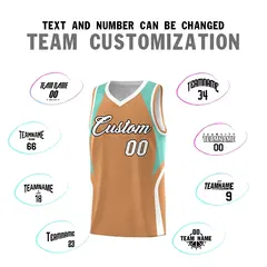 Buckskin Brown Blue White Color Block Basketball Jersey 4
