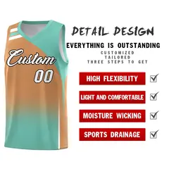Buckskin Brown Bright Green Gradient Basketball Jersey 2